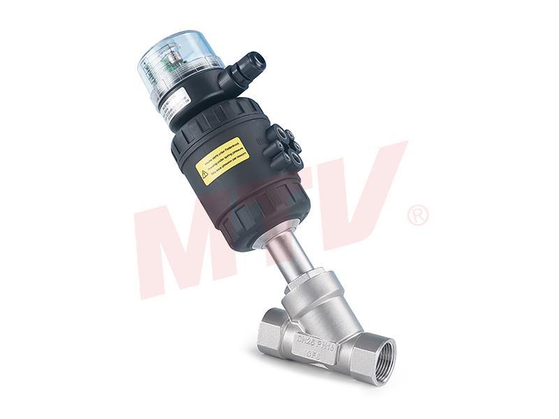105 Series Plastic Actuator Threaded Angle Seat Valve With position indicator