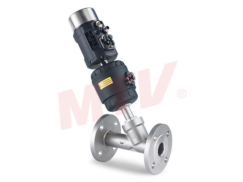 105 Series Plastic Actuator Flanged Angle Seat Valve With intelligent positioner